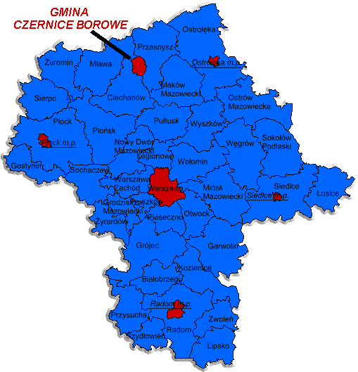 Mapa województwa mazowieckiego